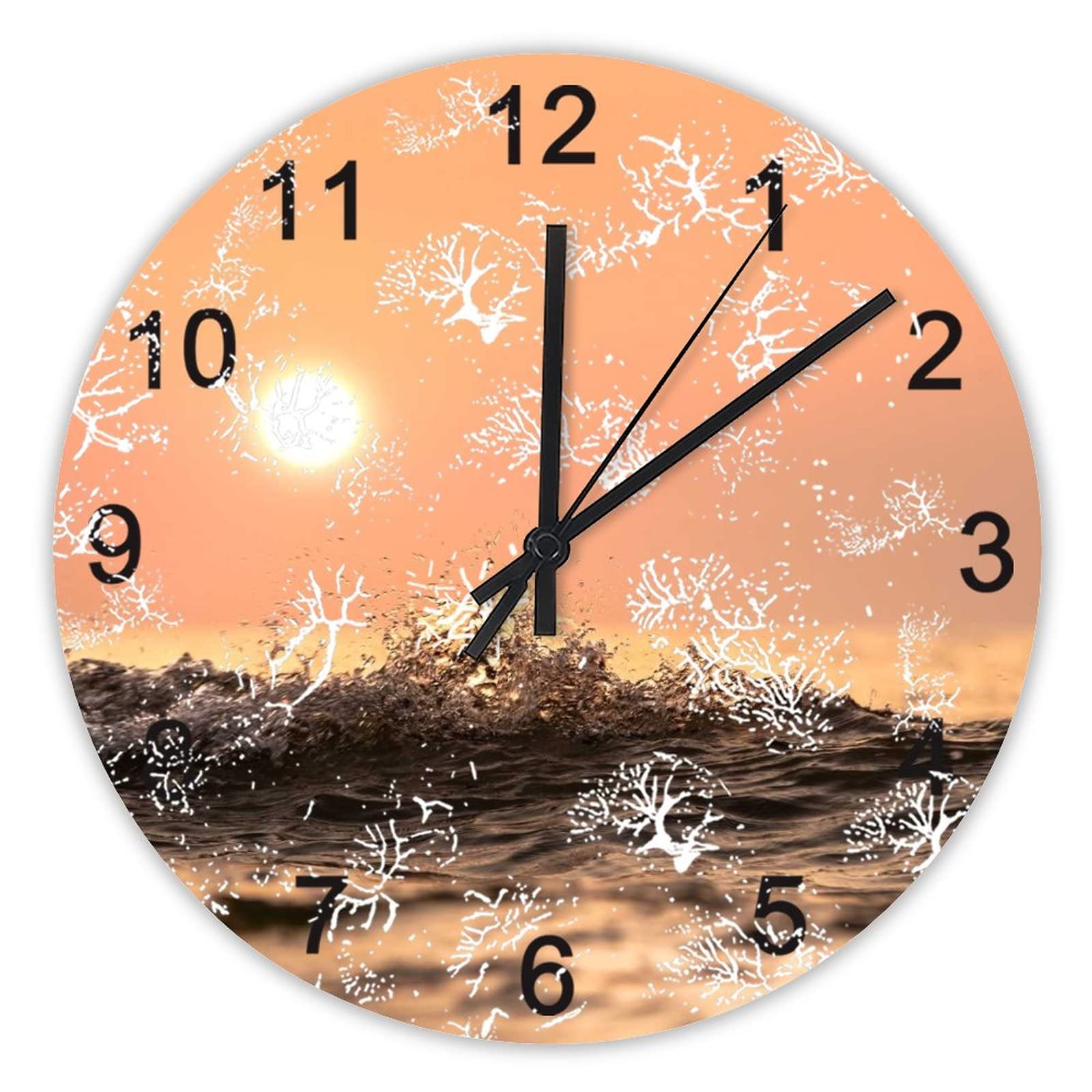 Horloge murale silencieuse pour cuisine et bureau au design de lever du soleil