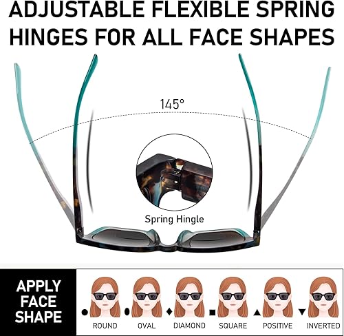 Miniatura 5 de KoKoBin Paquete de 3 lentes de sol de lectura bifocales estilo Oprah para mujer, marco cuadrado de gran tamaño, cómodos lectores (multicolor 2)