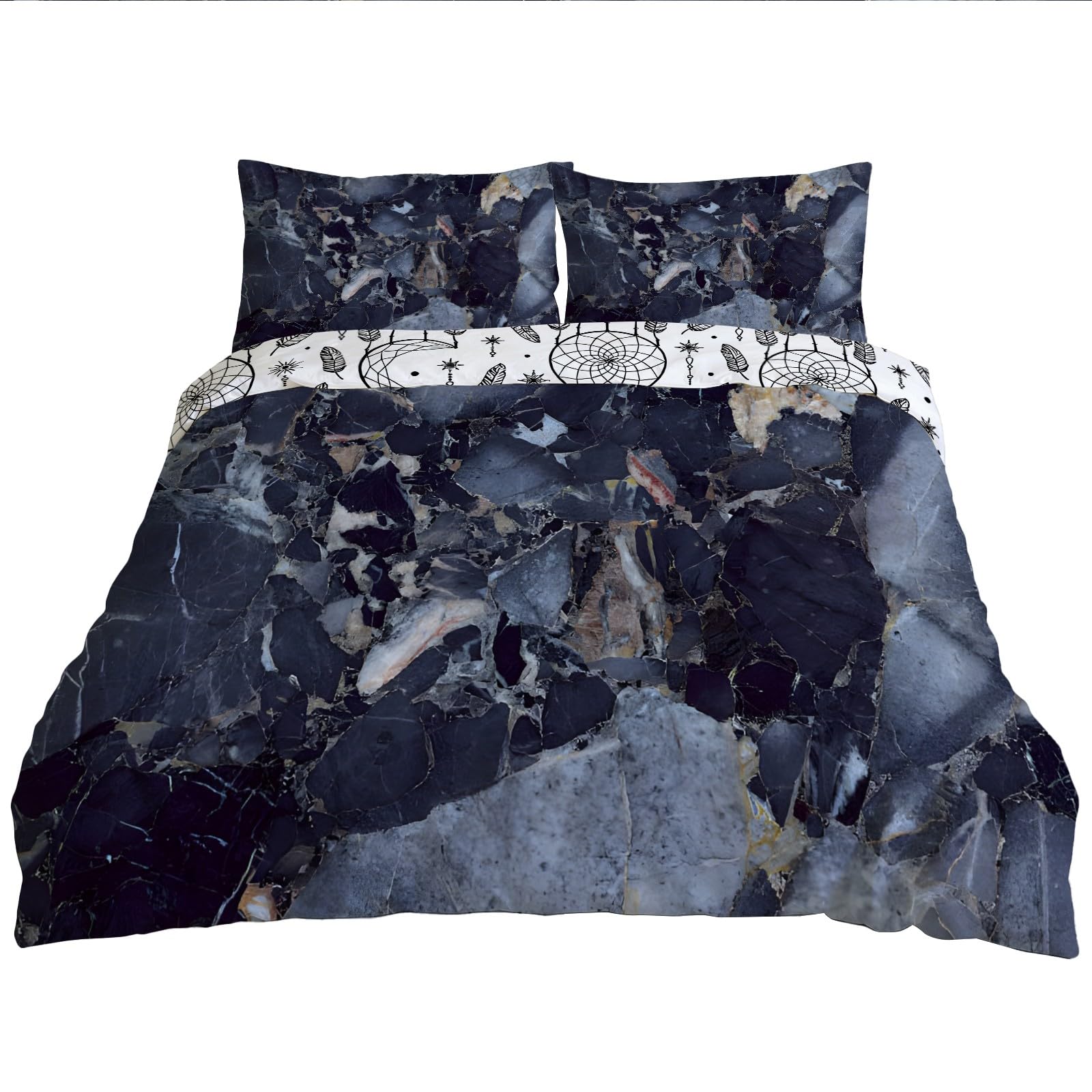 Housse de couette marbre noir 200x200 pour chambre style industriel