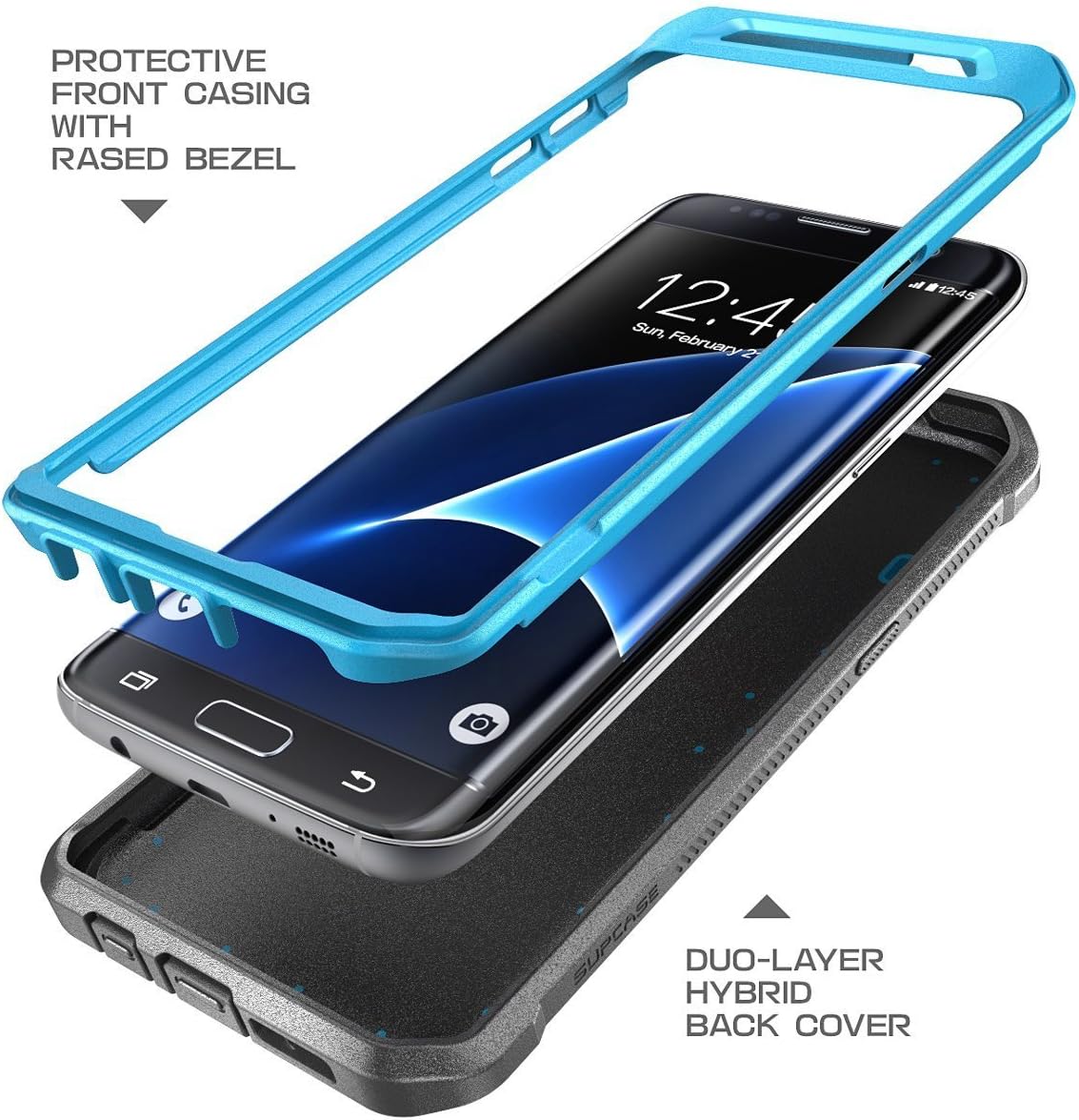 Galaxy S7 Edge Case, SUPCASE Full-body Rugged Holster Case WITHOUT Screen Protector for Samsung Galaxy S7 Edge (2016 Release), Unicorn Beetle PRO Series - Retail Package(Blue/Black)