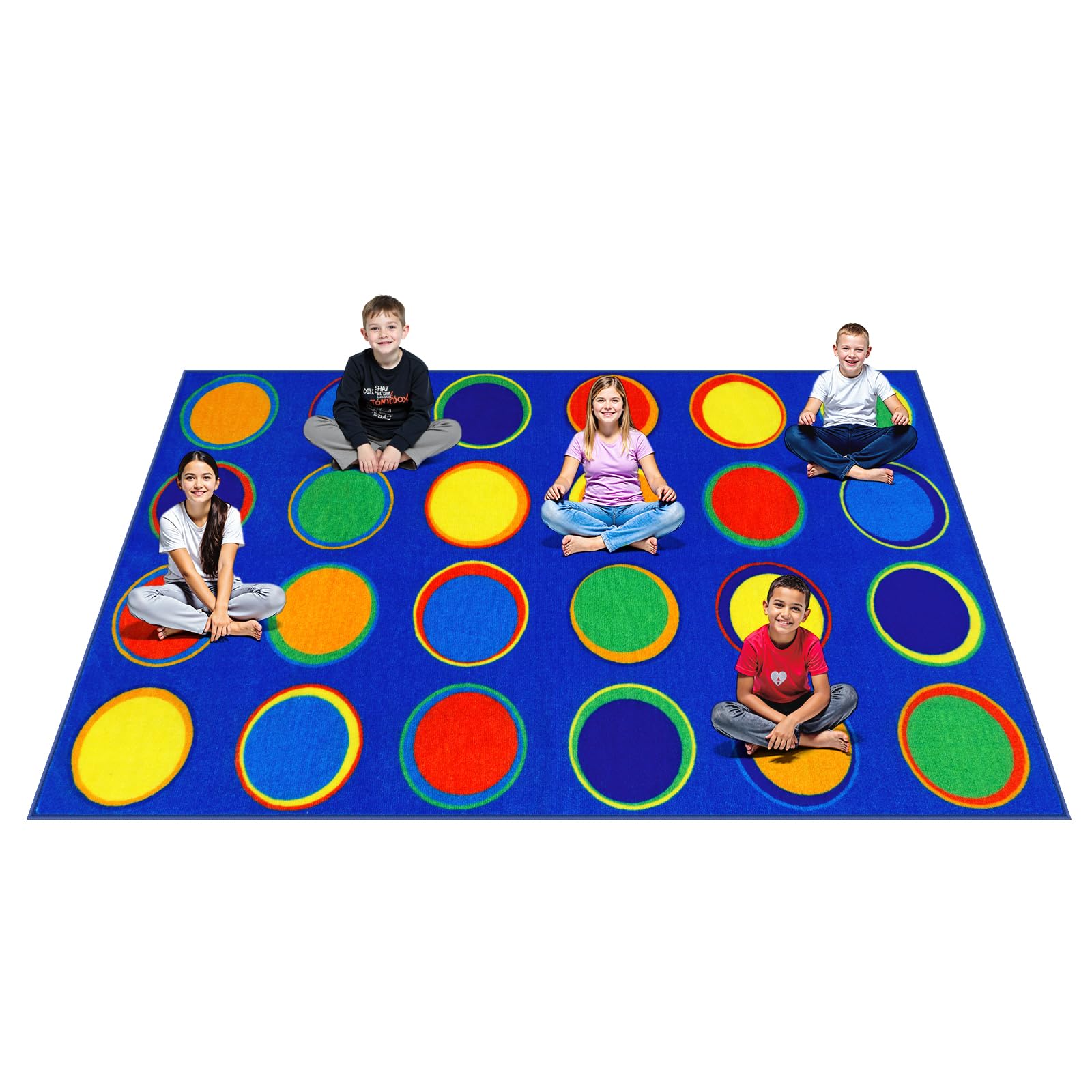 LIVEBOX Sitting Spots Kids Classroom Rug, Washable School Learning Area Rugs, Colorful Preschool Kids Classroom Carpet Non-Slip Playroom Mat for