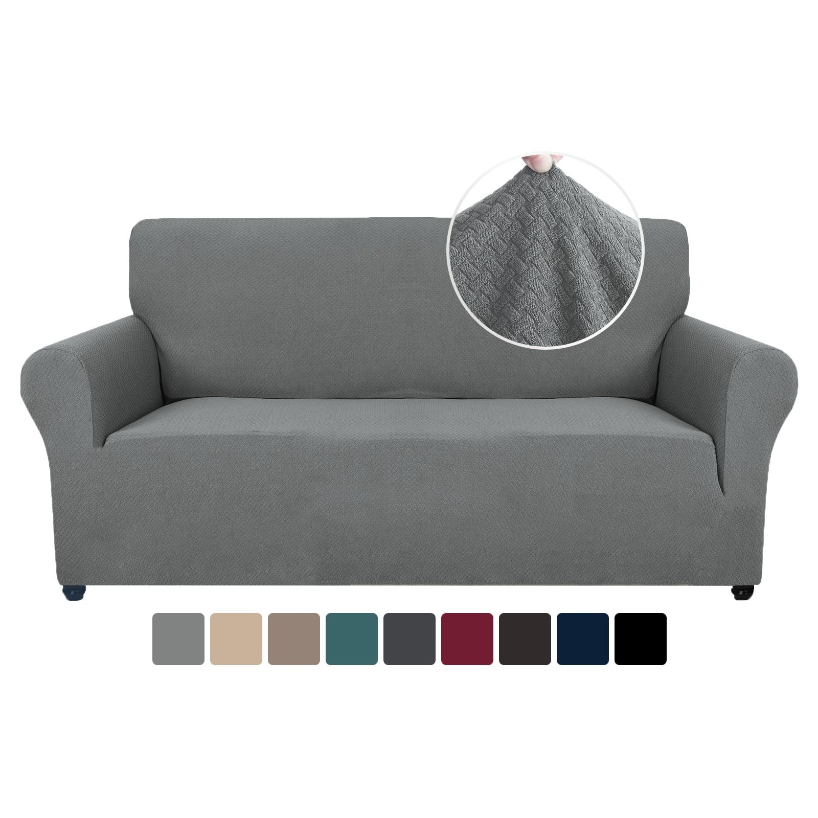 Ystyle Funda Sofa 2 Plazas, Ajustables Fundas Sofa Elasticas, Protector Sofa Gatos Arañazo y Perros Mascotas, Funda de Sofá con Reposabrazos Antideslizante Antimanchas Lavable, Gris Claro