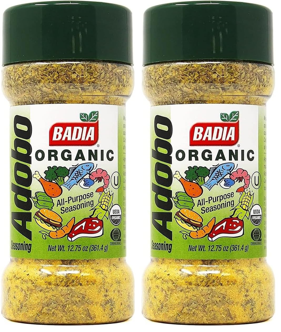 Badia Organic Adobo All-Purpose Seasoning, 12.75 oz – Flavorful Blend for Cooking & Grilling – Certified Organic (Pack of 2)