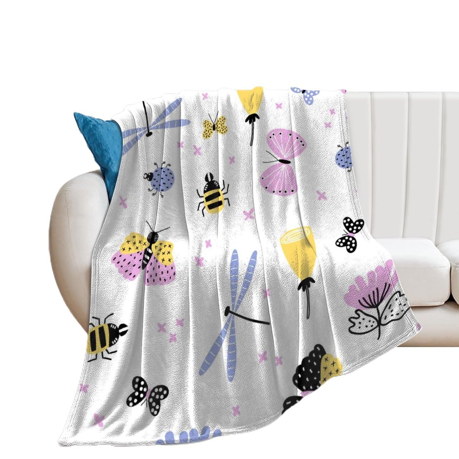 Couverture Décorative Libellule pour Soirées Cocooning sur le Canapé