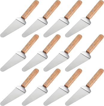12 Pcs Pizza Server Spatula Pie Servers Spatula With Wooden Handle Shovel Stainless Suitable For And Easy to Grip Pizza Spatula Pie Knife Cake Servers
