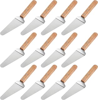 12 Pcs Pizza Server Spatula Pie Servers Spatula With Wooden Handle Shovel Stainless Suitable For And Easy to Grip Pizza Spatula Pie Knife Cake Servers