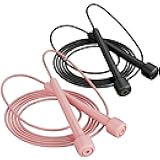 2 Pack Jump Rope for Fitness, Speed Rope Skipping Rope for Men, Kids and Women, Jumping Rope for Workout, Tangle-Free PVC Long Jump Rope Set, Adjustable Exercise Jumping Rope Boxing for Adult