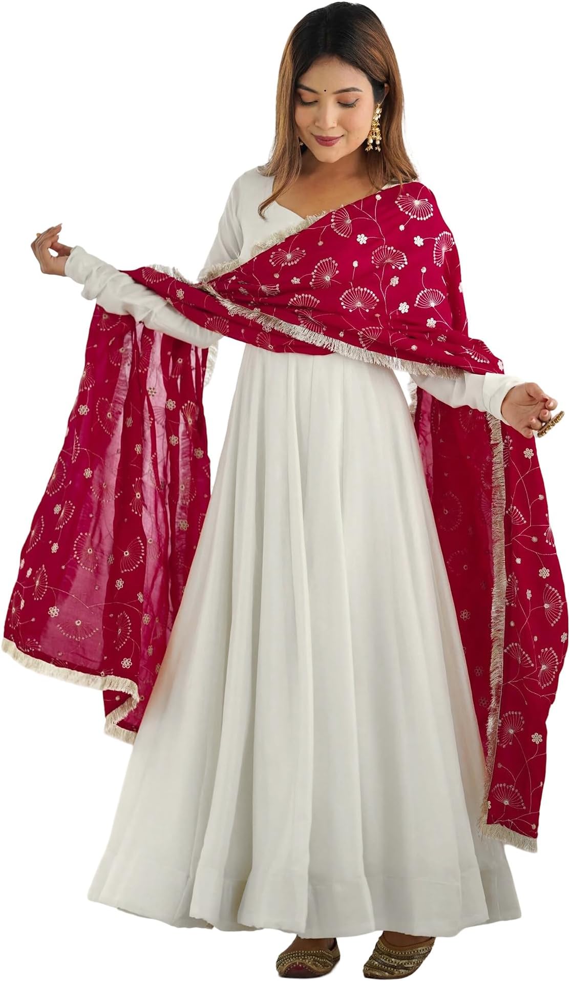 KEDARFAB Women's Georgette Anarkali Gown with Dupatta Set | Festive | Traditional | Wedding