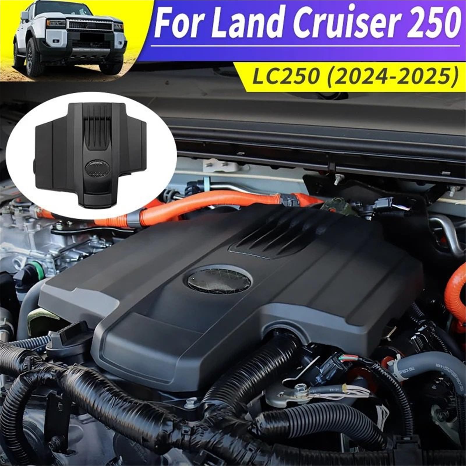 Pasuje do Toyota Land Cruiser 250 2024 2025 Prado LC250 1958 First Edition FJ250 Silnik Pyłoszczelna maska ​​Ulepszone akcesoria Silnika samochodowego Pokrywa(B Style)