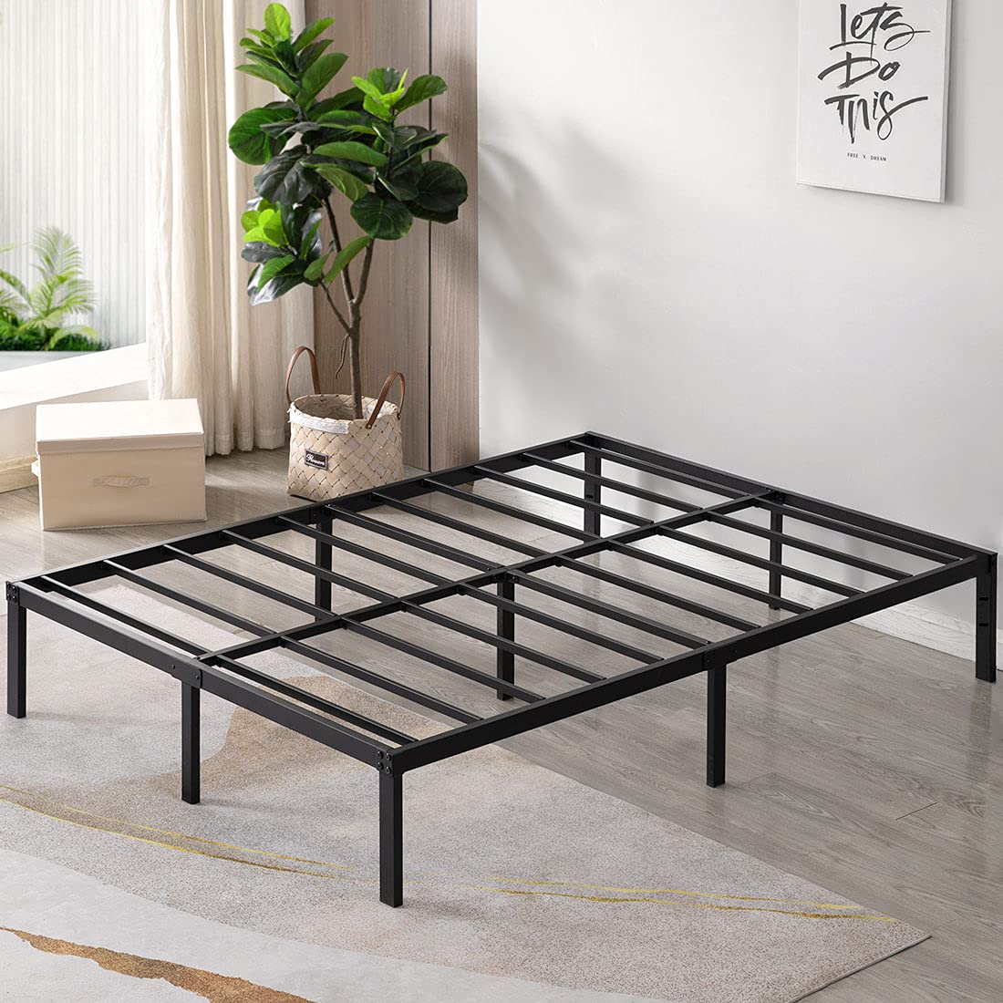 TATAGO 16 Inch Heavy Duty California King Bed Frame, 3500 lbs Strong Support Metal Platform, Sturdy Steel Mattress Foundation with Storage, No Box Spring Needed, Easy Assembly, Noise-Free