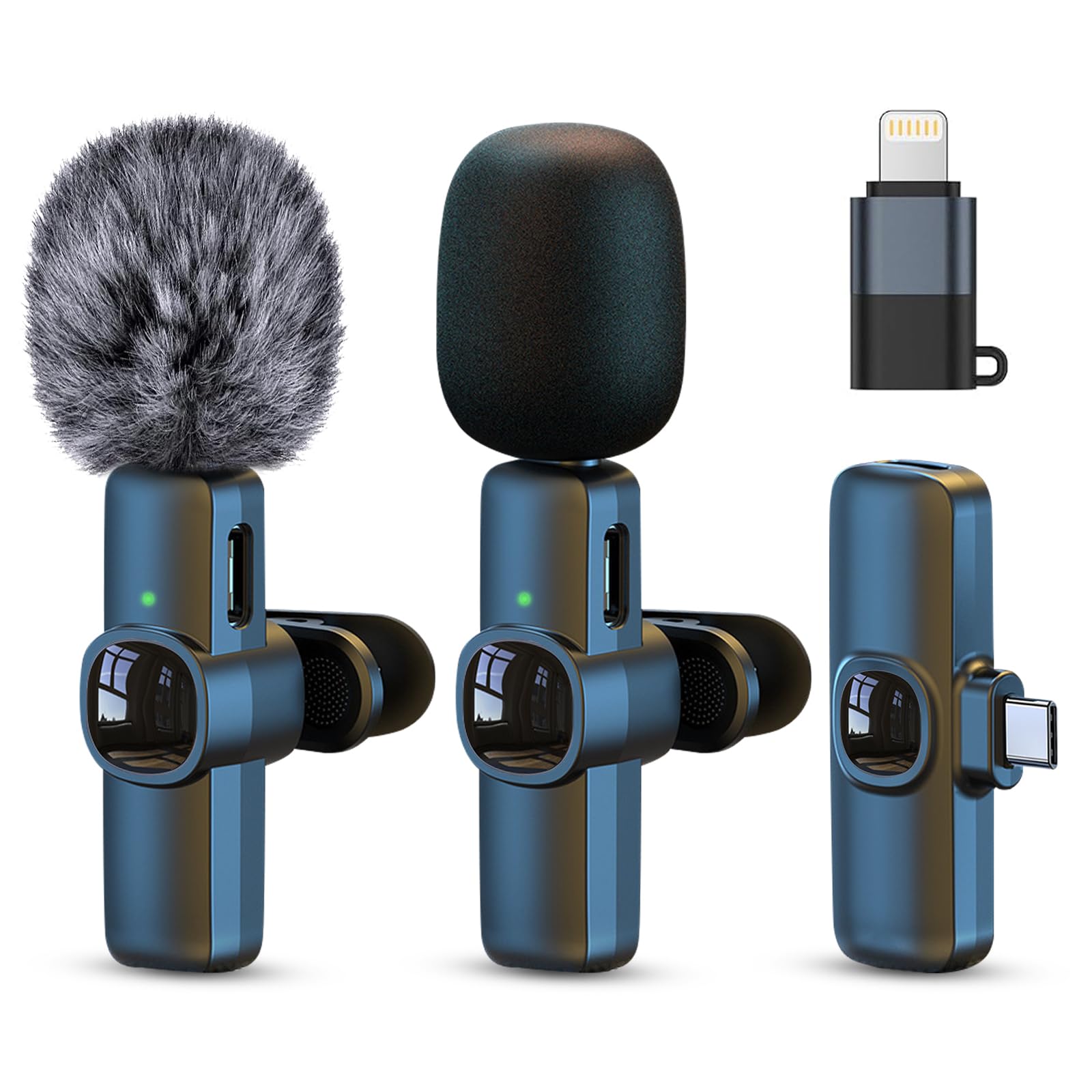 Mini Microphone Wireless Microphones, Xndryan 2 Pack Lavalier Microphone for iPhone & Android