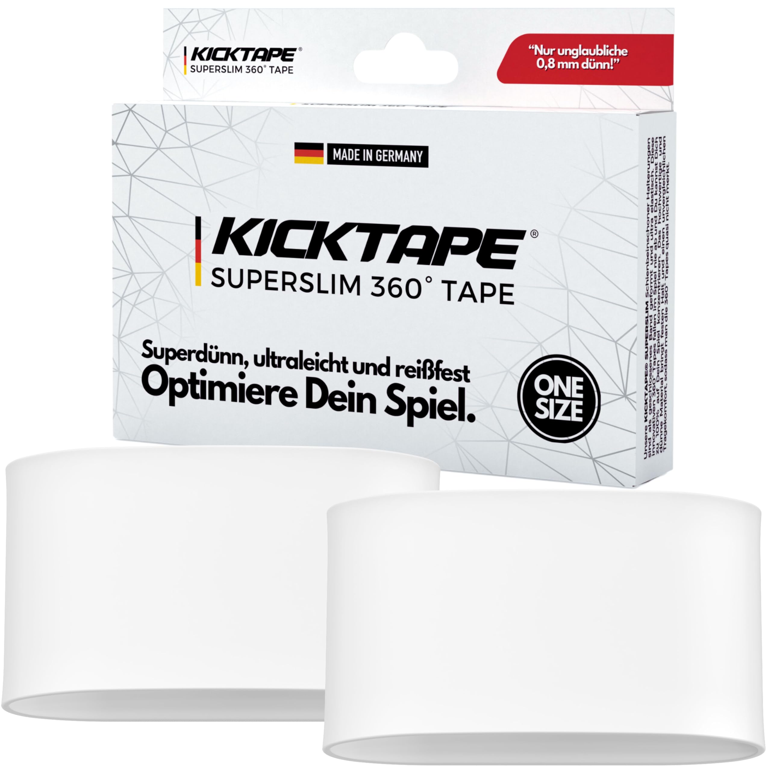 KICKTAPE® Super Slim Schienbeinschonerhalter - Reißfest aus schonendem Silikon für Schienbeinschoner Fußball Herren, Damen & Kinder, rutschfest & abwaschbar, Football, shin Guard Holder (Weiß)