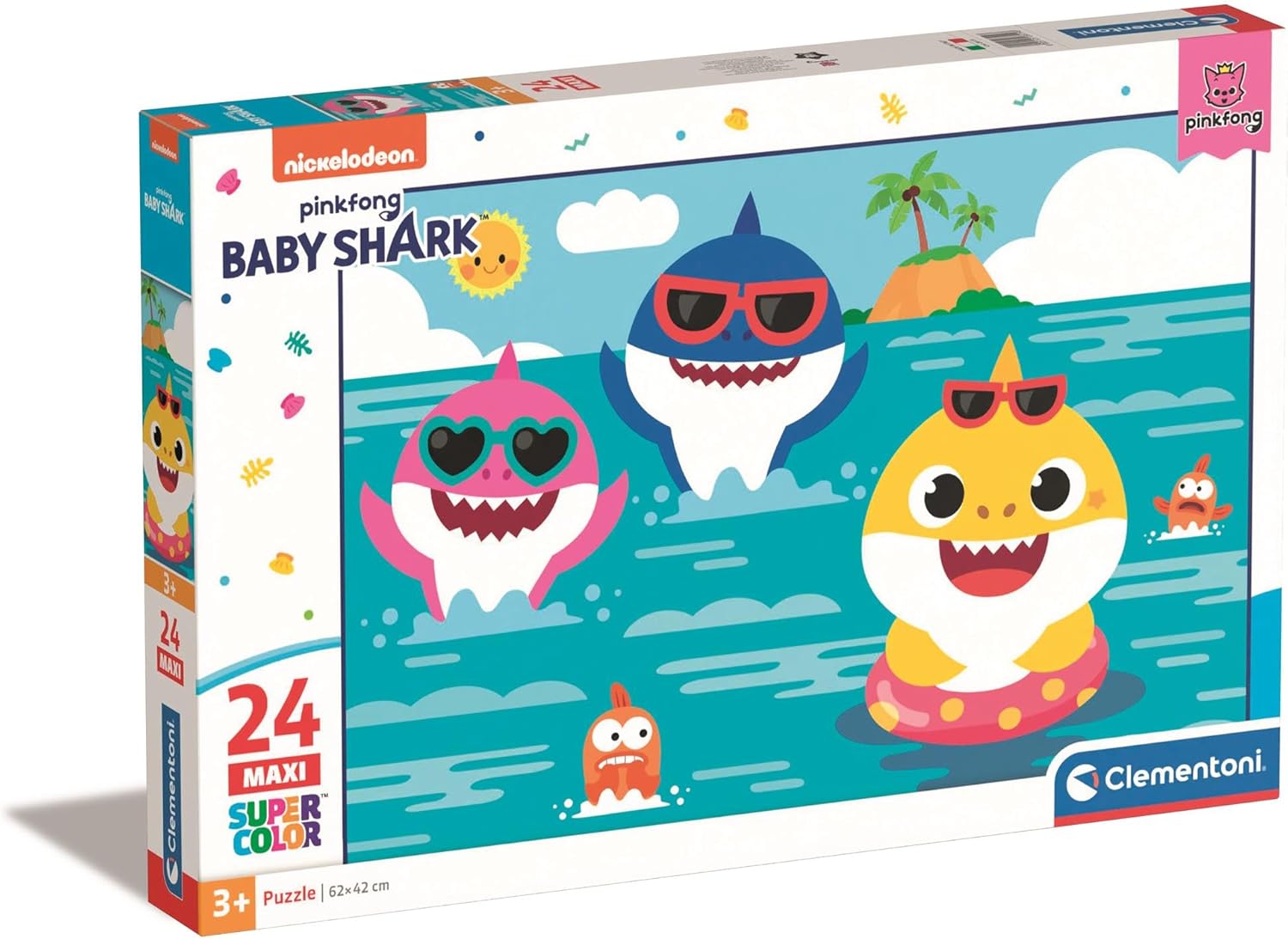 Clementoni 28519, Baby Shark Supercolor Puzzle for Children, 24 Pieces, Ages 3 Years Plus