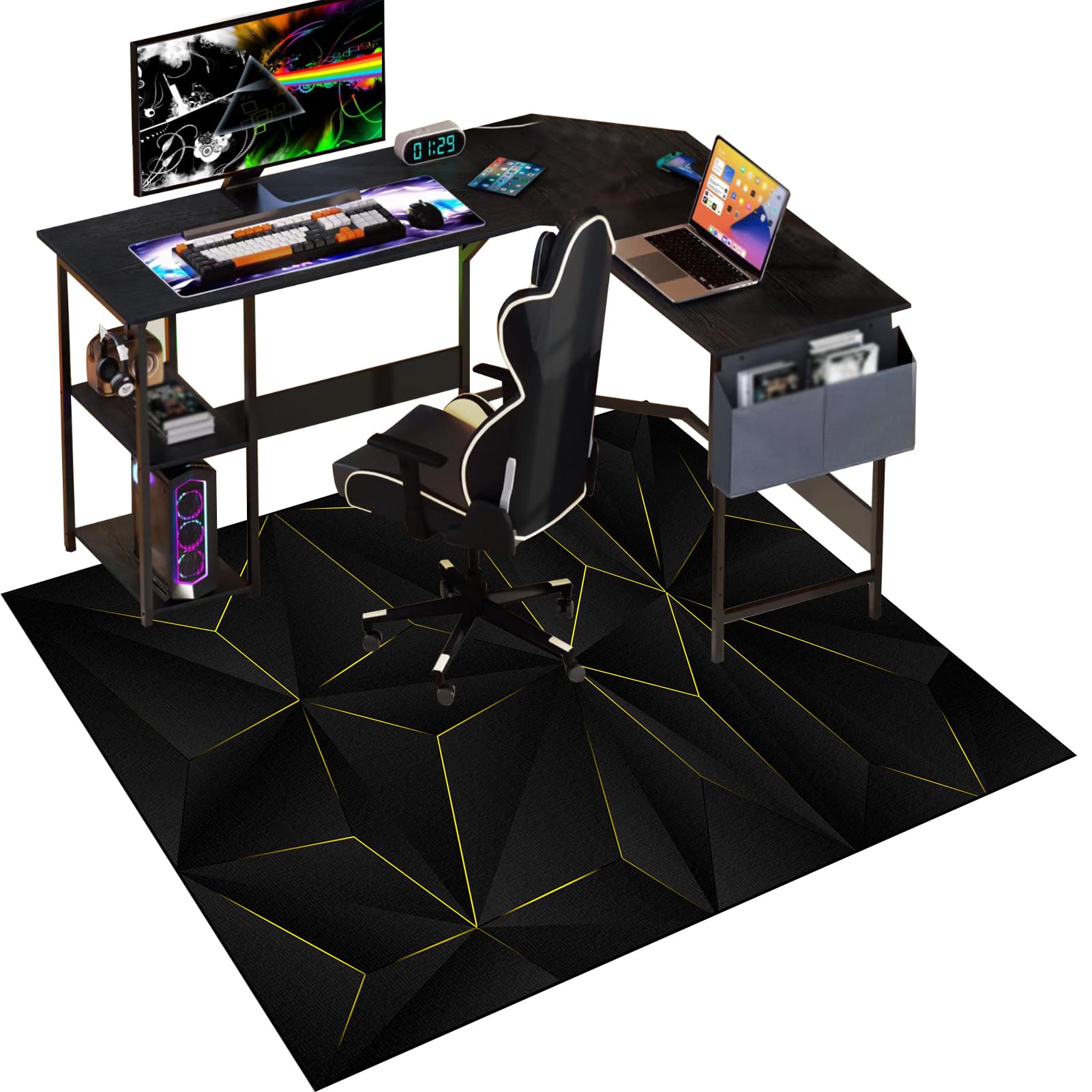 Gaming Chair Mat for Carpet, 140 x 180 cm Office Chair Mat for Carpeted Floor, Floor Protectors for Rolling Chairs, Non slip Floor Protection Mat, Computer Desk Chair Mat for Hard Wood Tile Floors