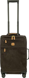 Life Tropea Carry On Spinner Luggage - Luxury Lightweight Suitcase with Spinner Wheels and Faux Suede Finish - 21", Olive
