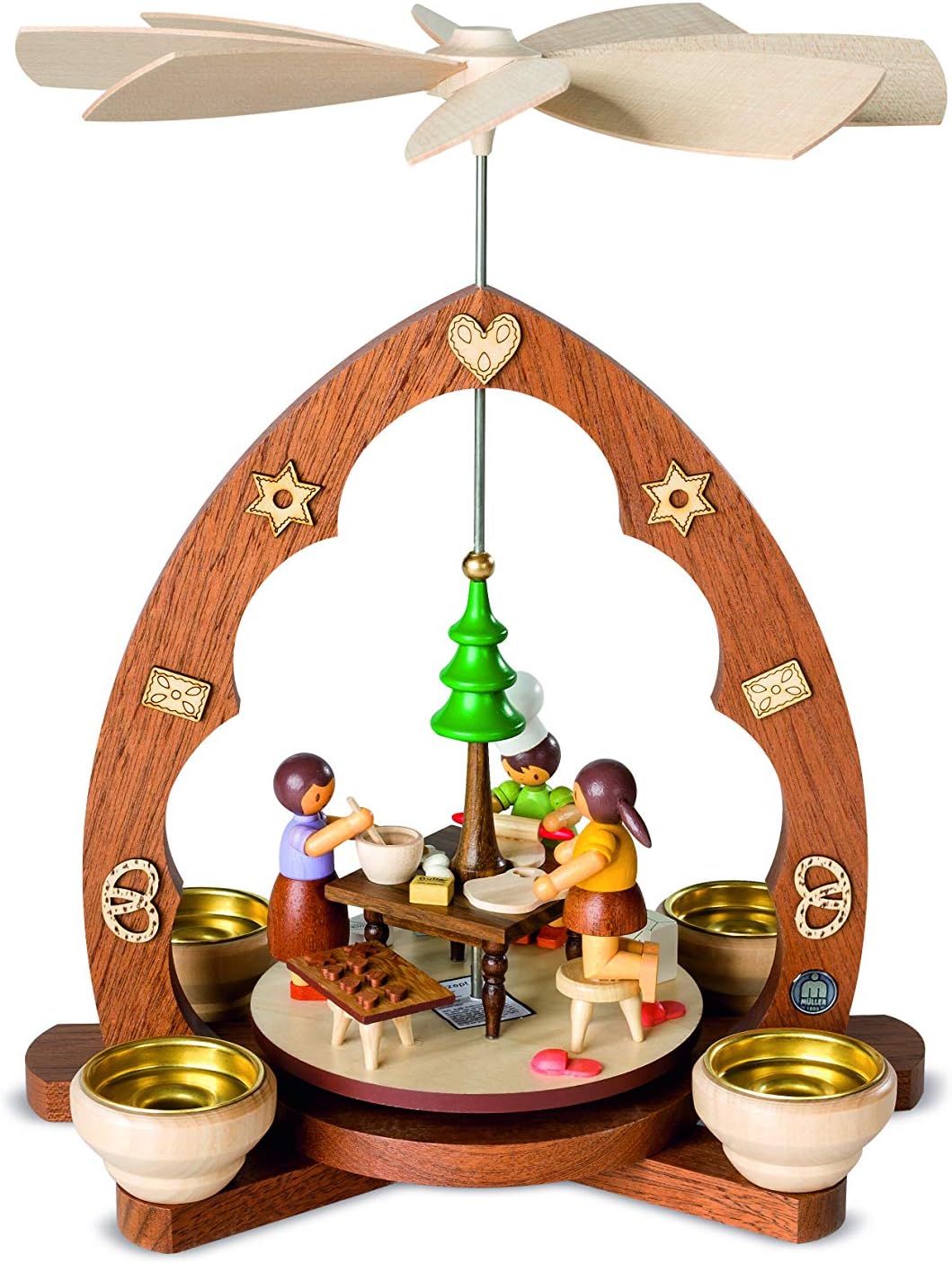 Müller German Christmas Pyramid Christmas Baking, 1-Tier, Height 25 cm / 10 inch, Natural, Original Erzgebirge by Mueller Seiffen MU 10346