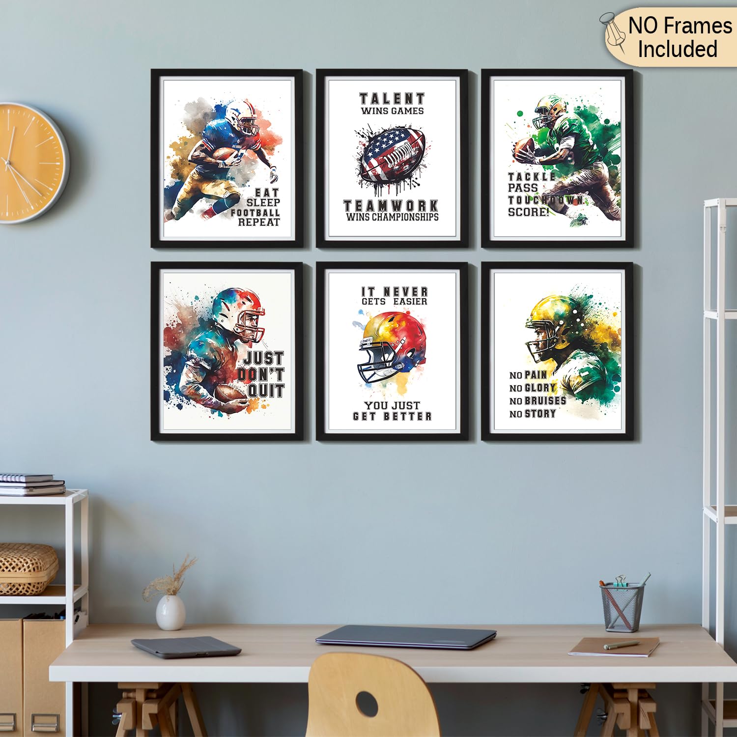 Póster de fútbol para decoración de pared, impresiones artísticas, pósteres motivacionales, decoración de habitación de niños, habitación de adolescentes, decoración de oficina, citas inspiradoras,