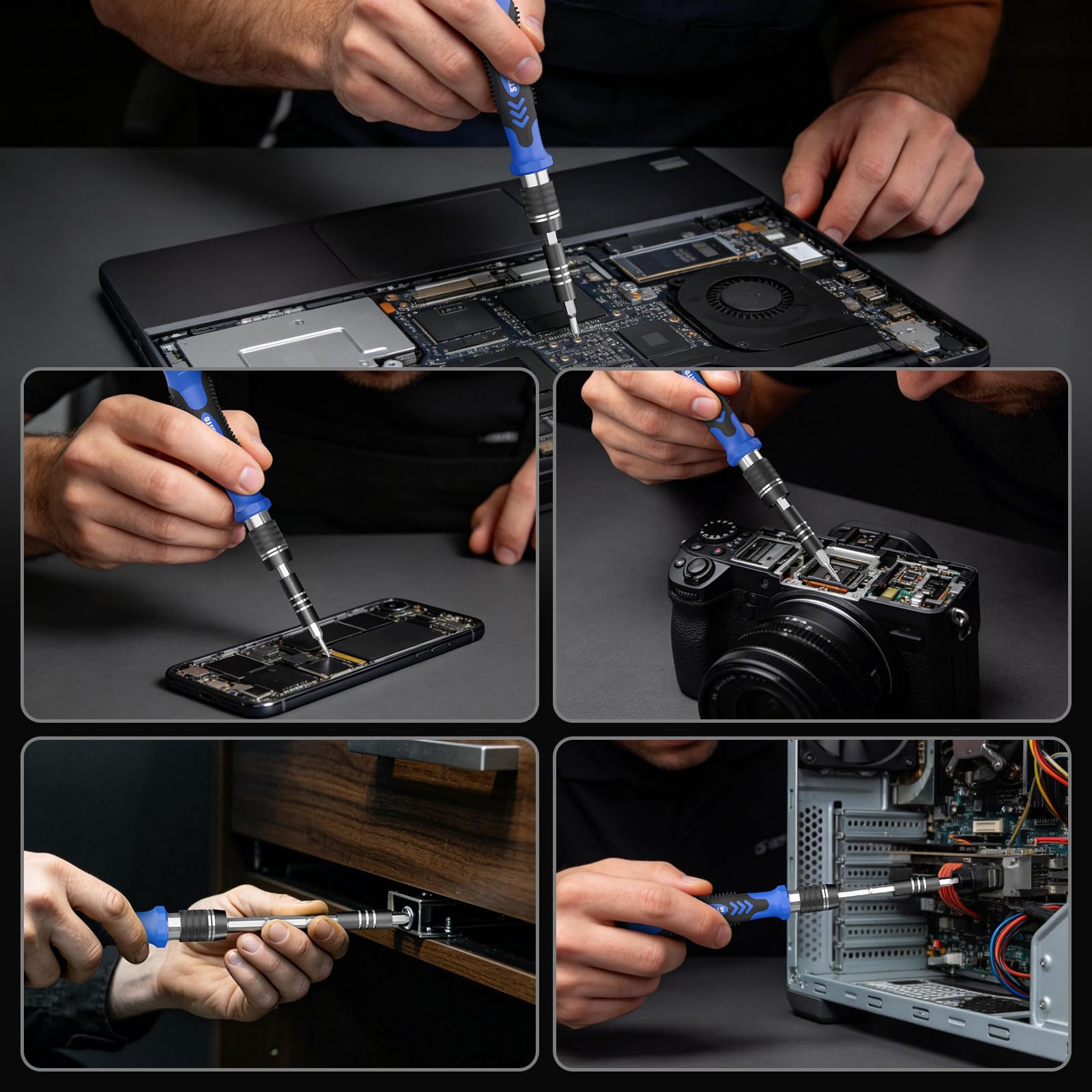 STREBITO Zestawy śrubokrętów, 142 el., precyzyjny ze 120-bitowym zestawem magnetycznych narzędzi naprawczych do iPhone'a, MacBooka, Coumputera, laptopa, tabletu, PS4, Xbox, Nintendo, konsoli do gier