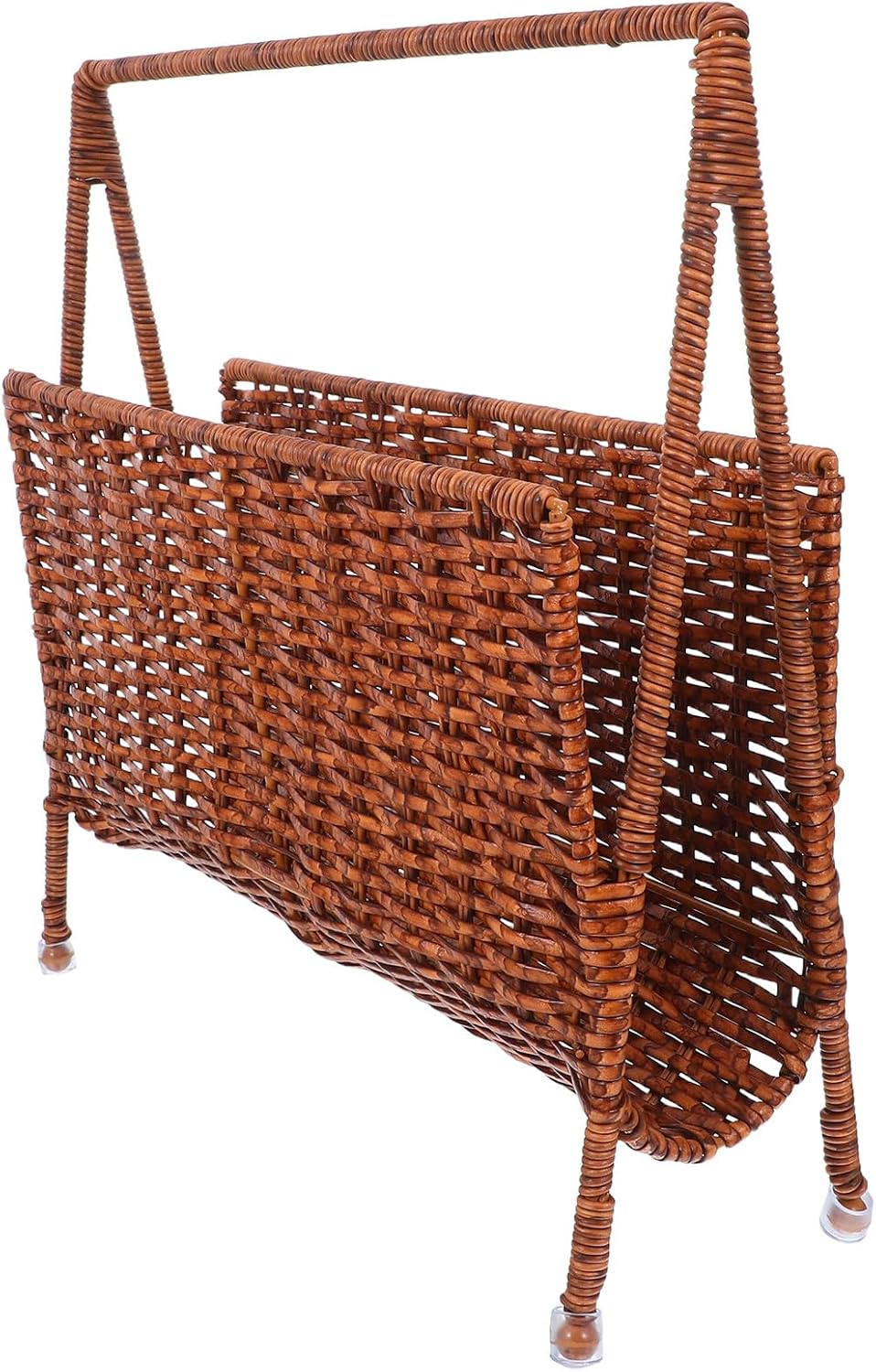 Woven Magazine Holder Basket with Imitation Rattan Material, Decorative Storage Bin for Living Room, Office, and Bathroom Organization