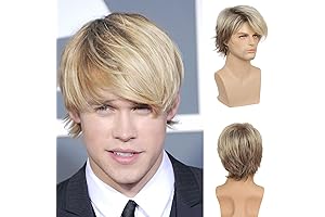 Peluca de hombre rubia corta con capas