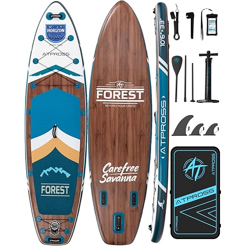 10'6''x33''Inflatable Stand Up Paddle Board, 400lbs Extra Wide Blow Up Paddle Board with Kayak Seat, Premium SUP Accessories Kit & Backpack, Non-Slip Stable Deck Boat for Yoga Fishing Surf