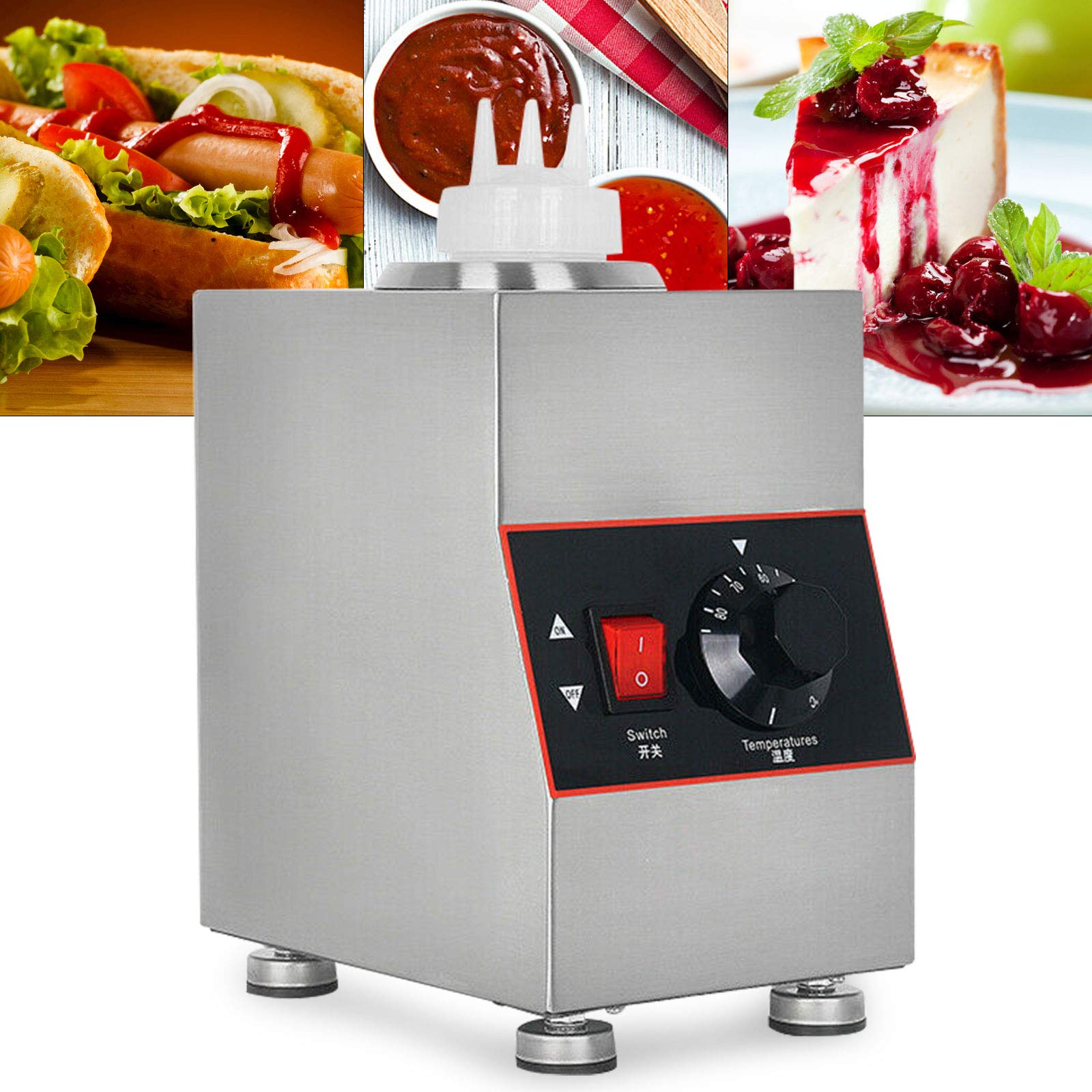 Edelstahl Elektrischer SchokoladenwäRmer SaucenwäRmer 1 Flaschen SoßEnwäRmer Flasche Saucen Warmhalten Schokoladen Saucenspender SoßEn Spender Schokoladenspender Senf Ketchup Pump SoßEnspender