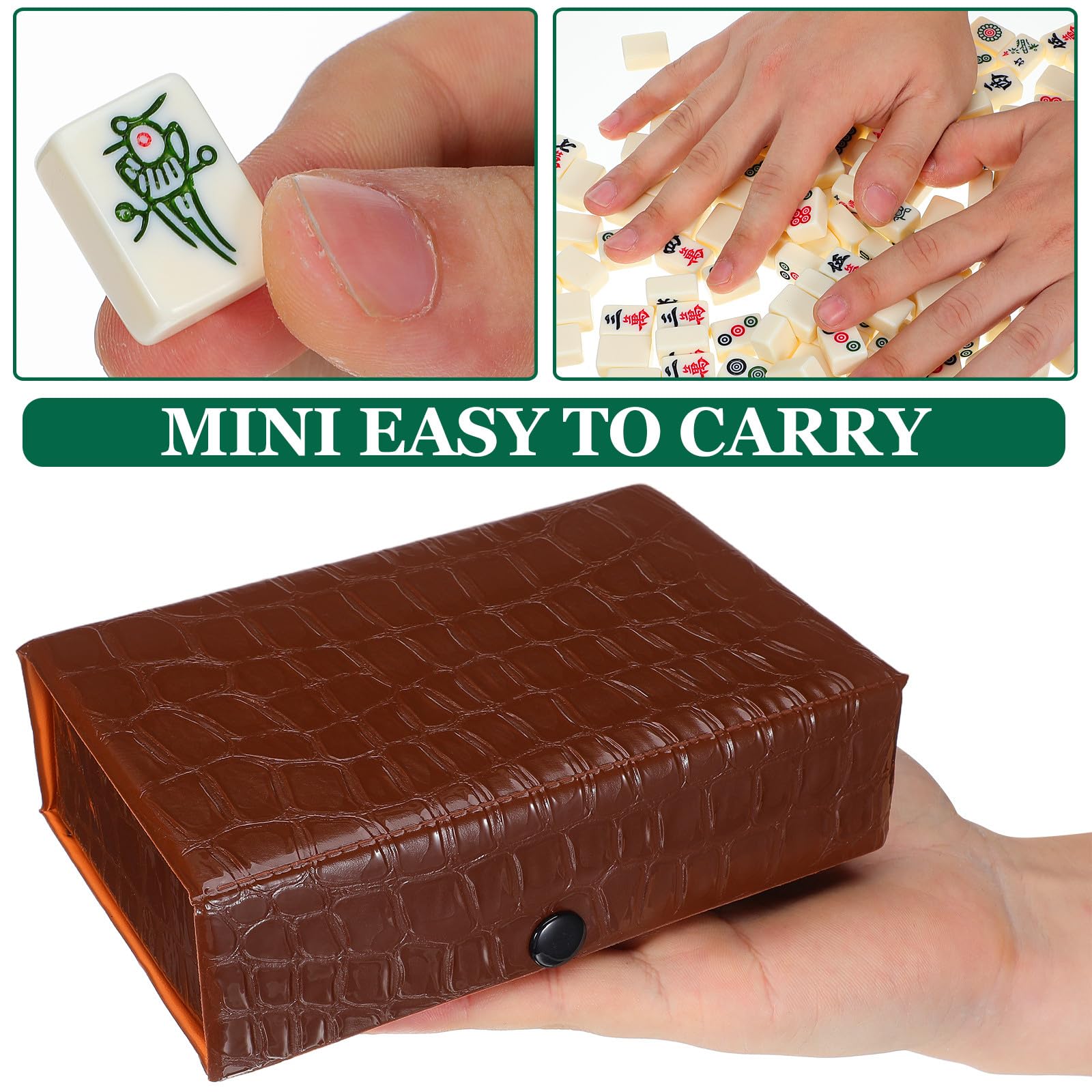 YARNOW 1 Set Tragbares Mini-Mahjong-Set, Komplettes Mahjong-steinset für Reisen Und Partys, Traditionelles Spiel für Unterwegs