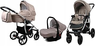 BabyLux® Carrito de Bebé Sistema de Viaje Set 3 en 1 - Qbaro - incl. Capazo, Silla de Paseo, Silla Coche - Cochecito - con Bolso cambiador, Cubierta para la lluvia, Mosquitera etc.