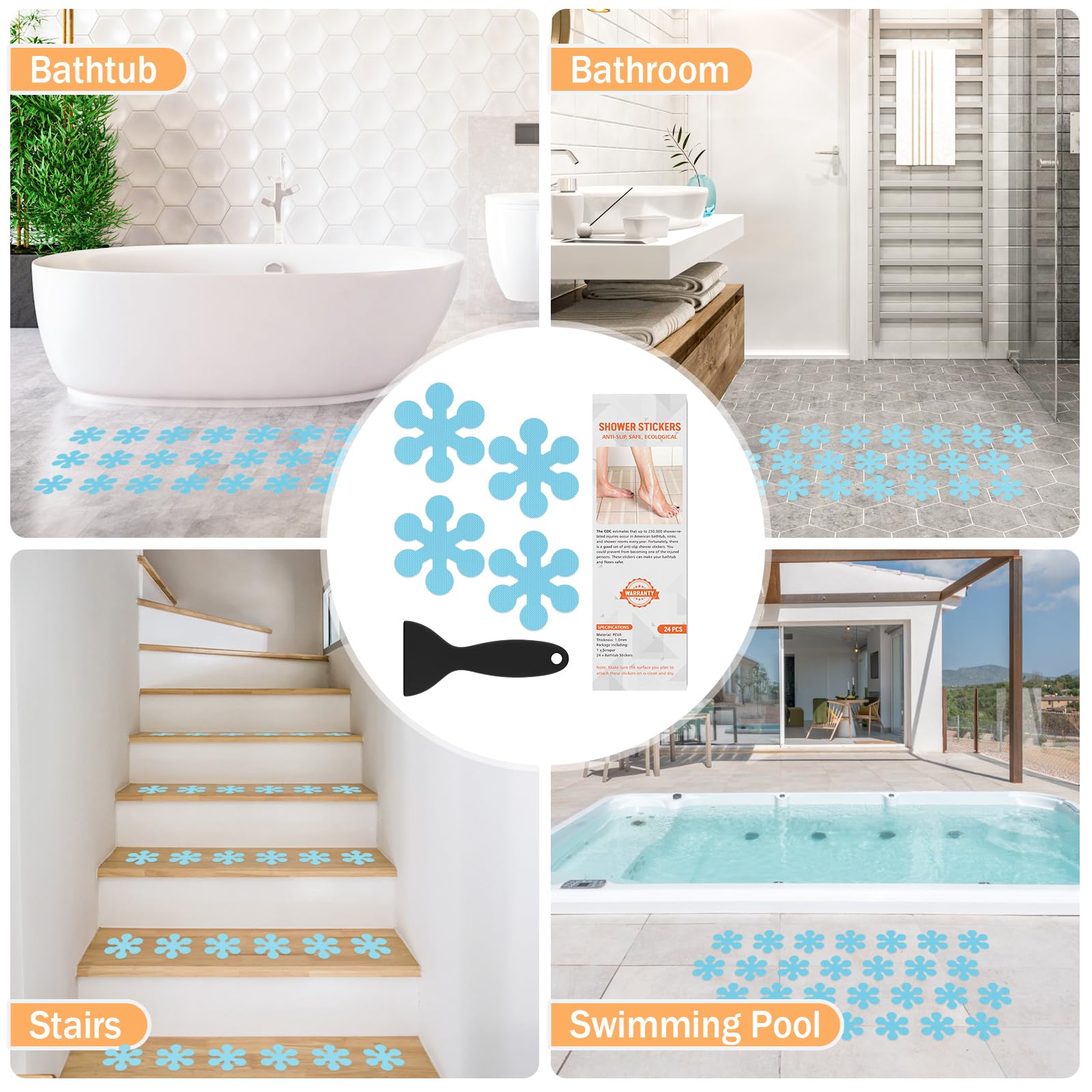 Bathtub Non Slip Stickers Timgle 49 Pcs Clear Anti Slip Shower Stickers ...