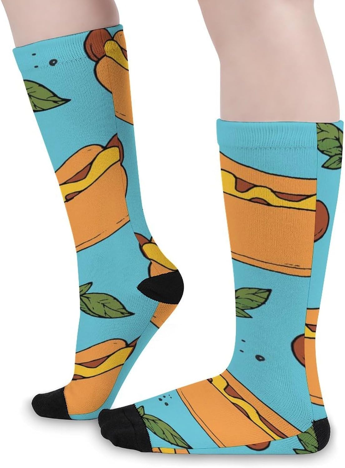 Hot Dog Fast Food Knee High Socks Athletic Long Stockings Sport Casual Crew Tube Sock Boot 40cm