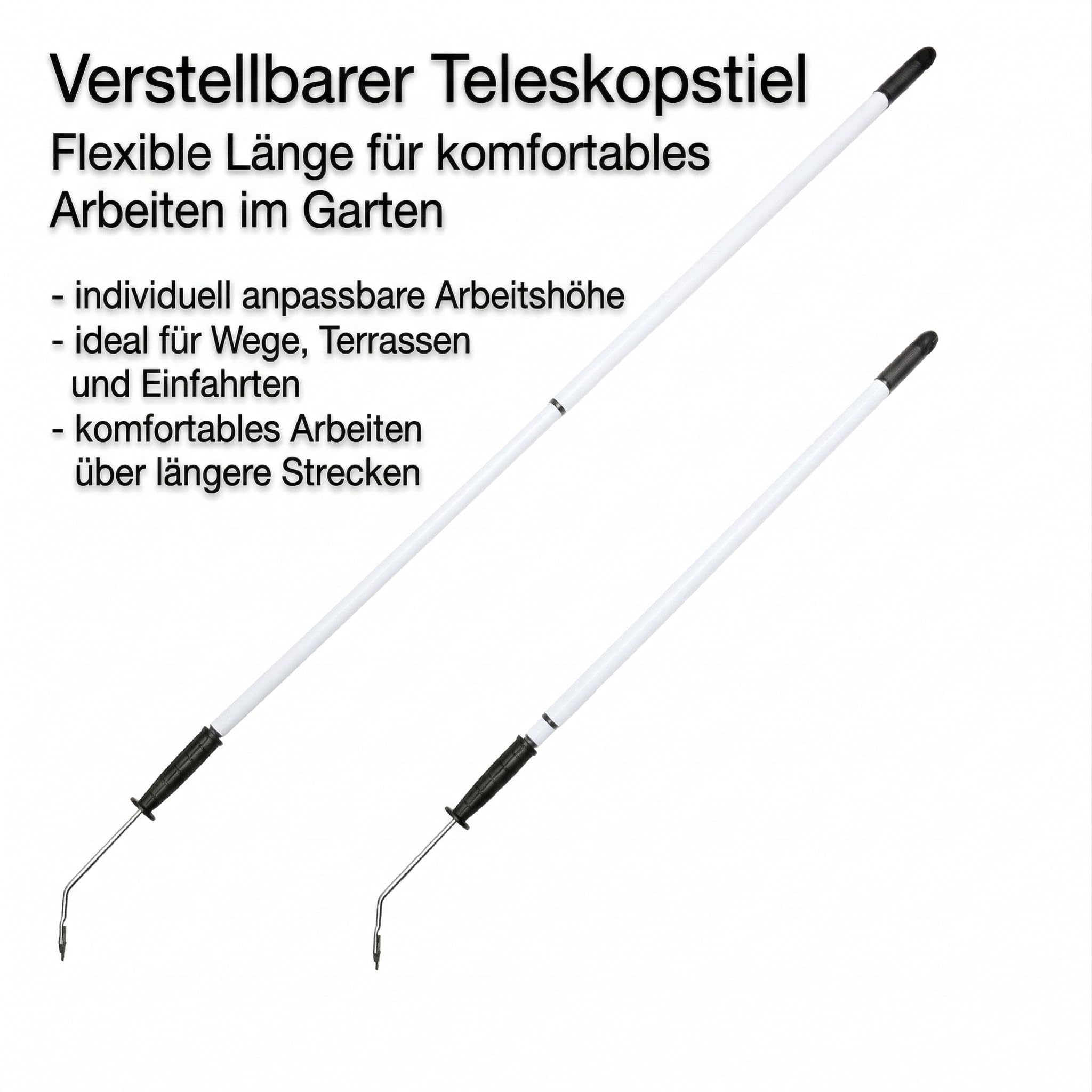 Fugenkratzer mit Stiel Fugenreiniger Unkrautkratzer Schneide aus Vollhartmetall verschleißfest wendbar Handgriff inkl. Teleskopstiel und Ersatzschneide