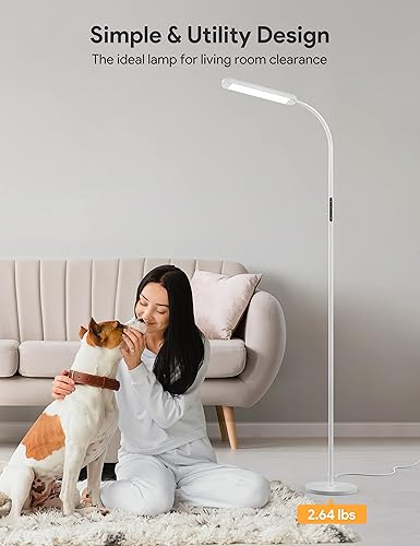 Miniatura 6 de MediAcous Lámpara de pie, lámpara de pie LED con mando a distancia, 5 colores y 5 brillos y lámpara de pie ajustable sin escalones funciona con