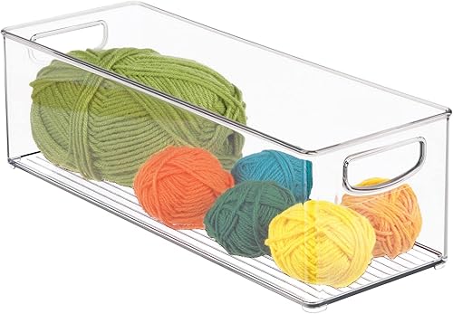 Miniatura 7 de mDesign Contenedor organizador de plástico para artes y manualidades, caja de suministros para pasatiempos con asas para la escuela y el hogar,