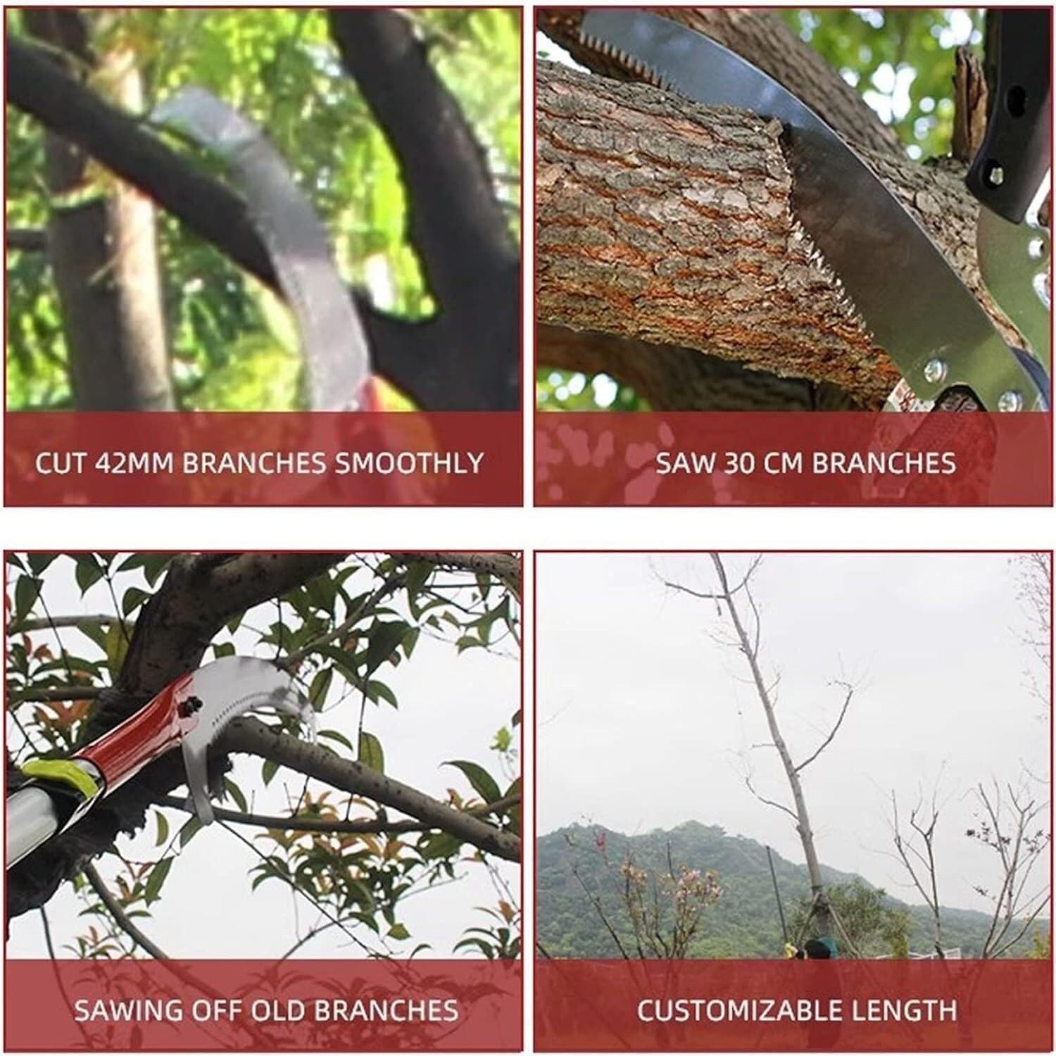 24FT Manual Telescopic Pole Saw for Tree Trimming, Extendable Pruning Saw with 65Mn Blade and Foam Grip(5.4m/18FT)