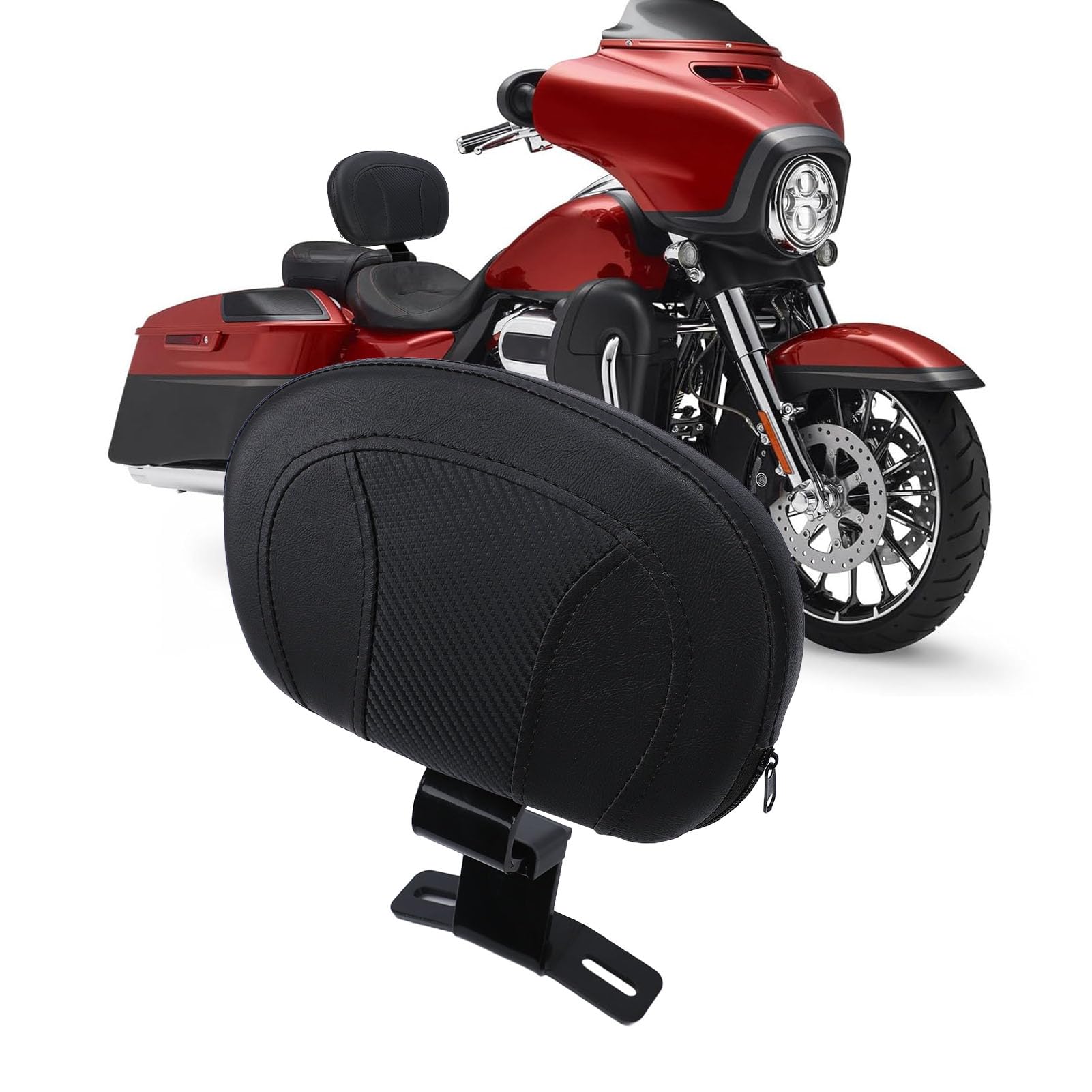 VGEBY Podkładka Oparcia dla Motocyklisty, Regulowane Oparcie Kierowcy ze skórą syntetyczną i stalową ą, Podparcie Lędźwiowe Łatwa Instalacja w Touring Electra Glide 2009-2022