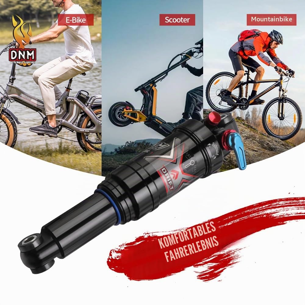 AO-8RC DNM Mtb Hinterrad-Stoßdämpfer für Mountainbike Luft-Hinterrad-Stoßdämpfer mit Lock Out - Einstellbarer Luftdruck - Dämpfungseinstellung (190 x 50 mm (7,48" x 1,97"))