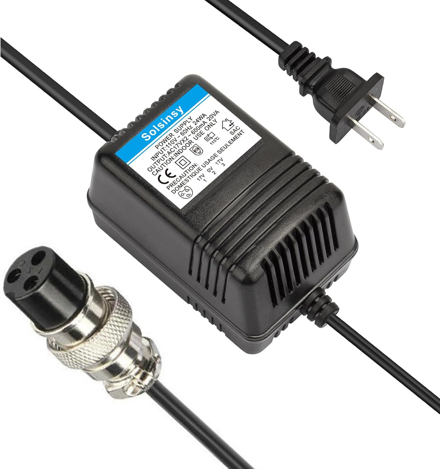 17V X 2 600mA 3-Pin Mixer Power Supply AC Adapter for Yamaha MG16/MG166CX/MG166C/F4/F7/6FX/MG82X Audio,Connector Pedalboard Power Supply Cord Charger PSU