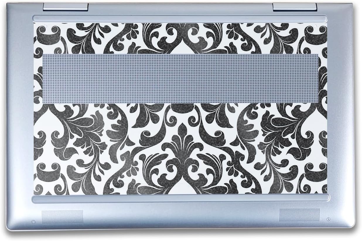 Glossy Glitter Laptop Skin Compatible with HP Envy x360 14” (2023) - Black Damask - Premium 3M Vinyl Protective Wrap Decal Cover - Easy to Apply | Crafted in The USA by MightySkins