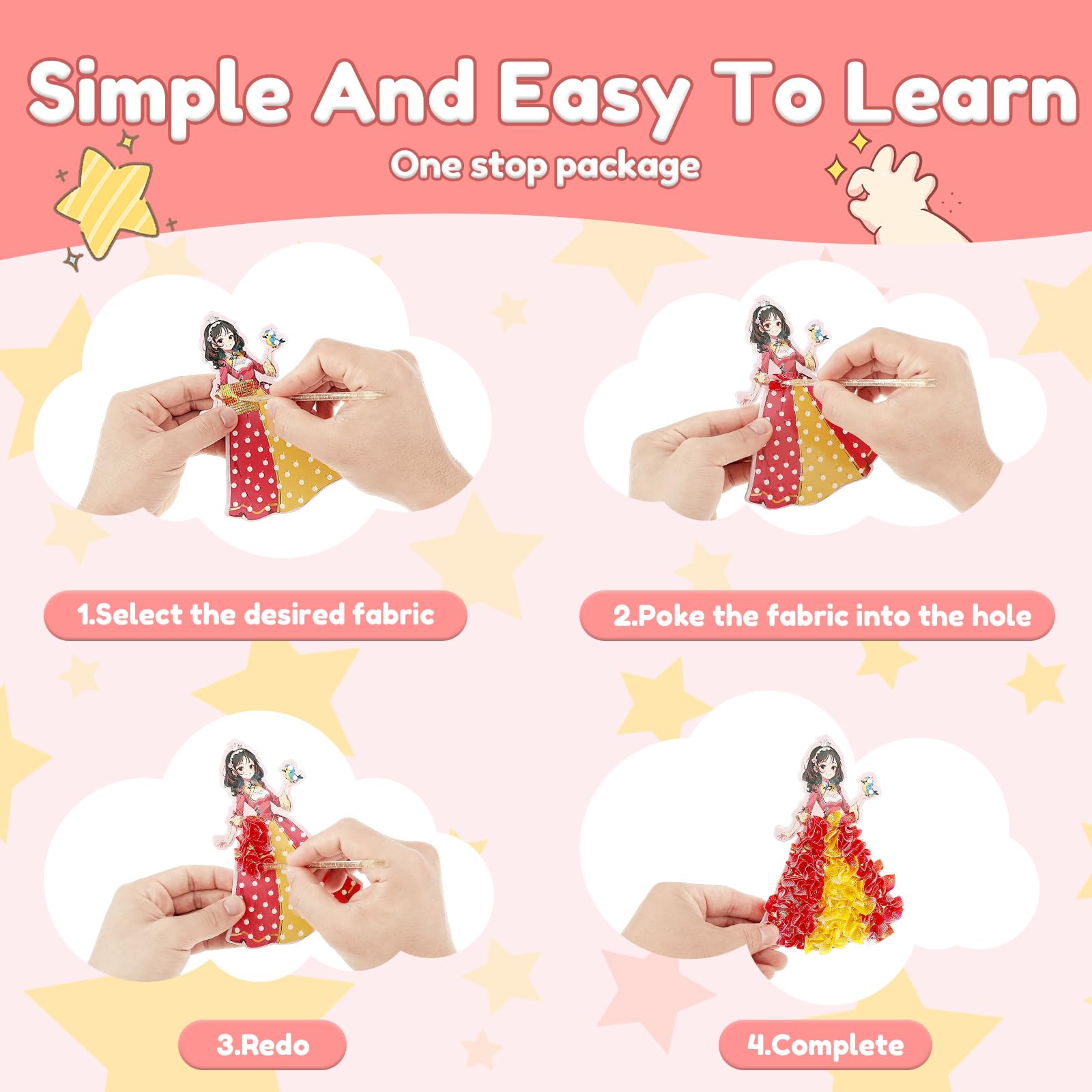 Fortand Kit De Loisirs Créatifs Poke-Art Pour Enfants, Kits De Loisirs Créatifs Pour Filles De 4 à 9 Ans, Kits D'artisanat En Papier Avec Base LED, Jouets D'activités Créatives, Cadeaux Pour Filles