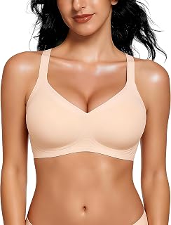 Womens V Lace Wireless Seamless Bras No Underwire Comfort Push Up Bras Supportive Full Coverage Bralettes T Shirt Bra