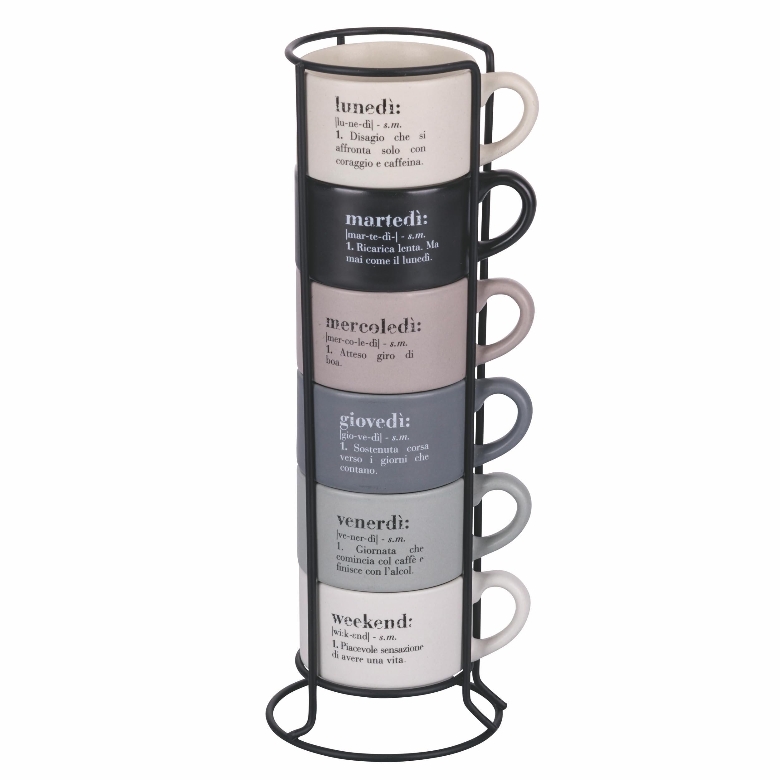 Villa d'Este Home Tivoli Set 6 tazzine caffè 90 ml porcellana con stand