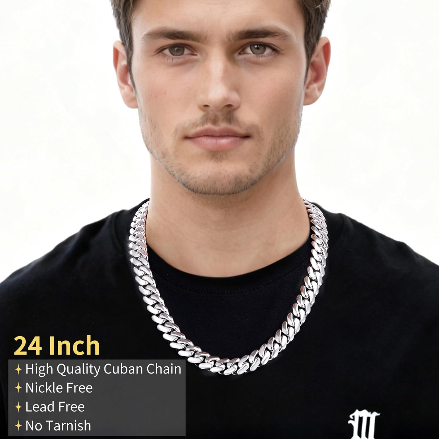 Cuban Link Chain For Men 18k Gold Plated Solid Silver/Gold Chain Men Necklace 10MM/12MM/14MM/16MM Thick Miami Cuban Chain Necklace No Tarnish& Durable Hip Hop Jewelry - Image 3