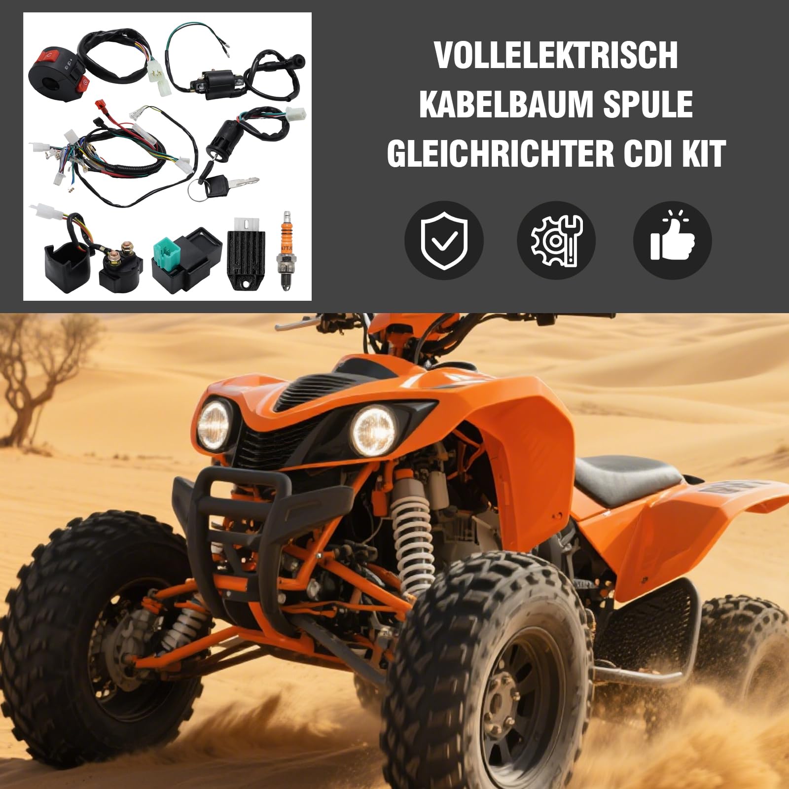 Vollelektrisch Kabelbaum Spule Gleichrichter CDI Kit, Ersatz für 50cc 70cc 110cc 125cc ATV Quad, Ersatz für Dirt-Bike, Ersatz für ATV, Ersatz für Go-Kart