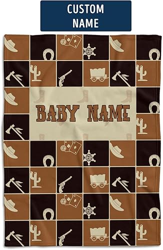 Miniatura 68 de Manta de bebé occidental, mantas de bebé personalizadas para niños, manta de vaquero para niños y niñas, manta de felpa personalizada con nombre