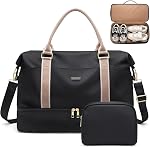 Weekender Bags for Women, Carry On Travel Duffel Bag with Shoe Compartment & Toiletry Bag, 46L Overnight Bag Gym Hospital Bags for Labor and Delivery (Cream White)