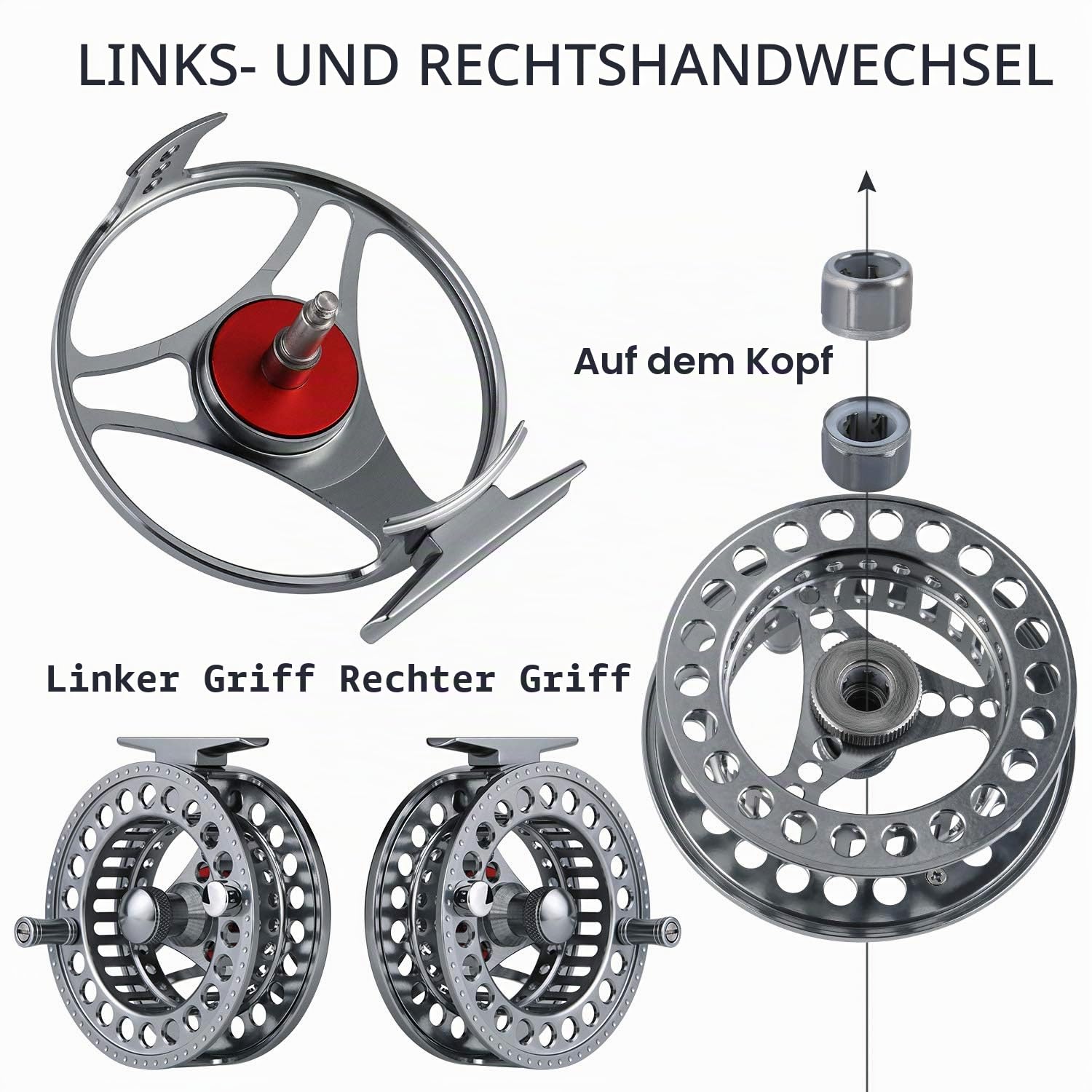 Sougayilang Fliegenfischerrolle Ultraleicht, oxidationsbeständig, CNC-gefrästes Gehäuse und Spule aus Aluminiumlegierung Fliegenfischerrollen Größe 5/6, 7/8-C5/6