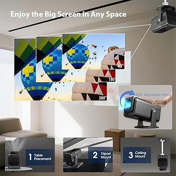 جهاز عرض ذكي 2025: جهاز عرض منزلي جاهز بدقة 4K مع تطبيقات | 500 لومن ANSI | WiFi 6 | ضوء أزرق منخفض