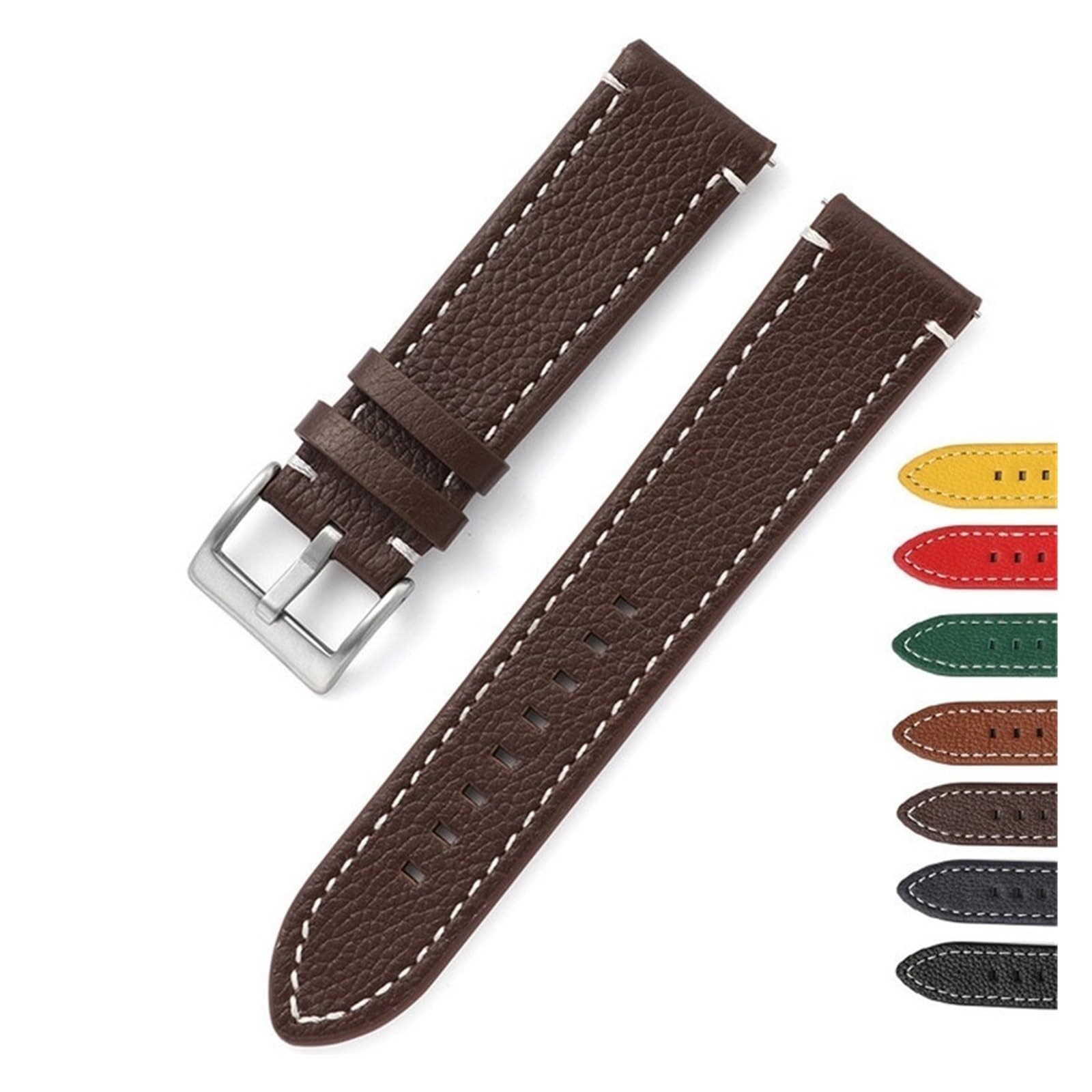 INEOUT Bracelet de montre double face en cuir 18 mm, 20 mm, 22 mm, 24 mm à libération rapide pour homme et femme, jaune, rouge, noir, accessoires de montre