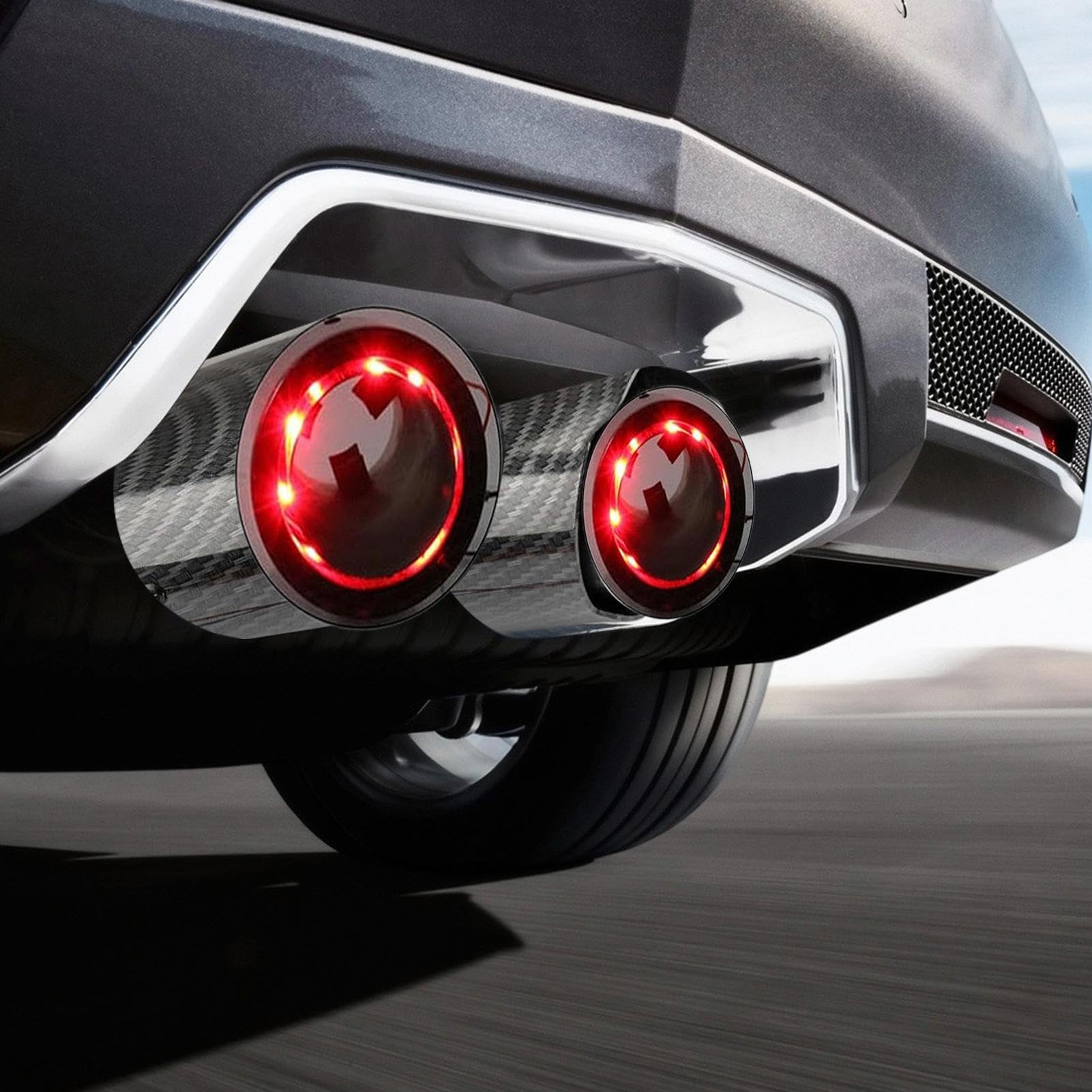 Punta di scarico - Terminale di scarico marmitta con fiamma luminosa a LED per modifica auto con finitura sportiva | Accessorio per l'aggiornamento delle prestazioni per camion da corsa, guida quotidi