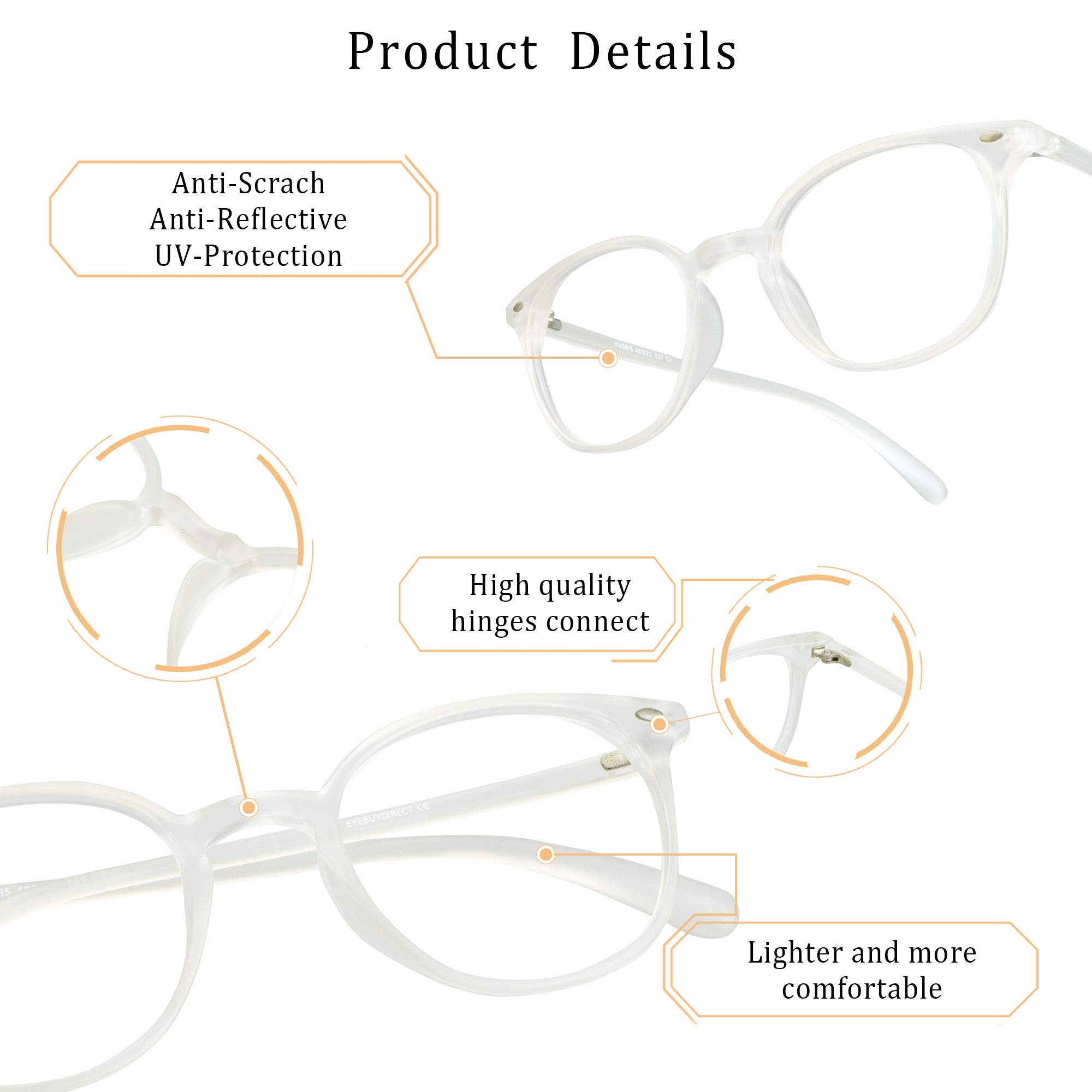 LifeArt Blue Light Blocking Glasses, Anti Eyestrain, Computer Reading Glasses, Gaming Glasses, TV Glasses for Women Men, Anti Glare (Clear, 1.75 Magnification)